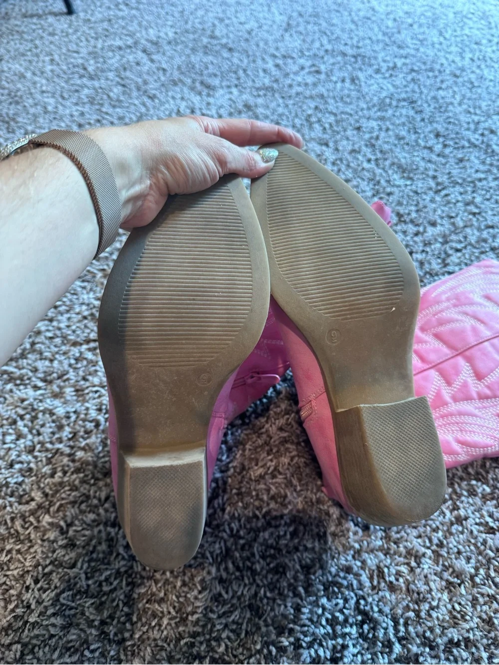 Pink Faux Leather Wester Cowboy Boots Barbie Cowboy Barbiecore 9 - Picture 7 of 11